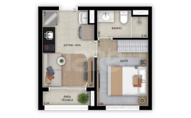 Planta — Studio 26 m²