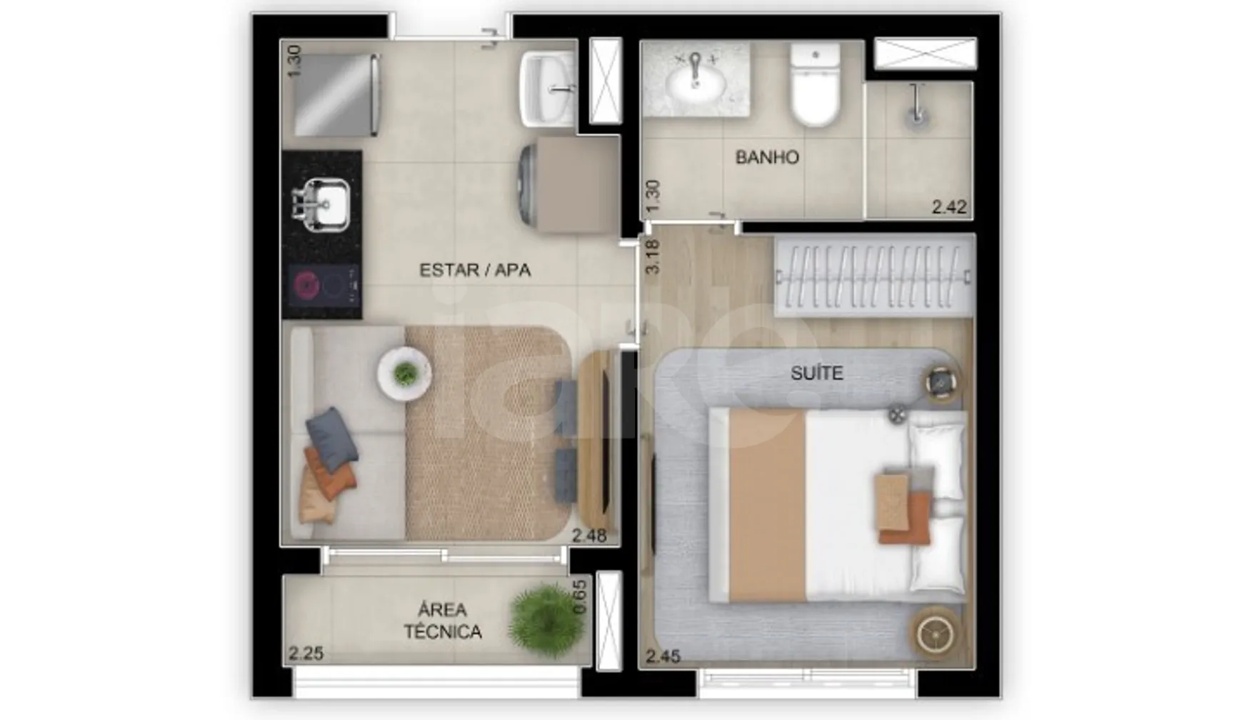 Planta — Studio 26 m²