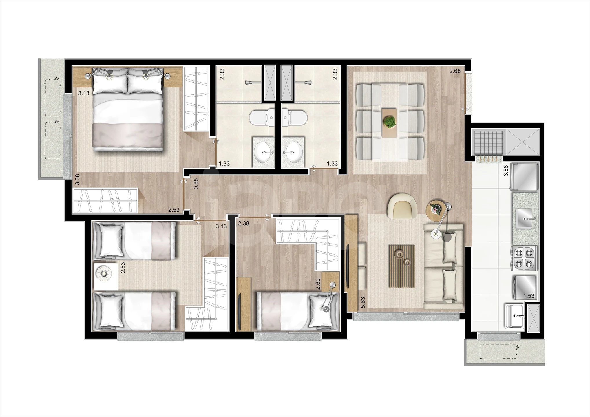 Planta — Apartamento 67,62 m²