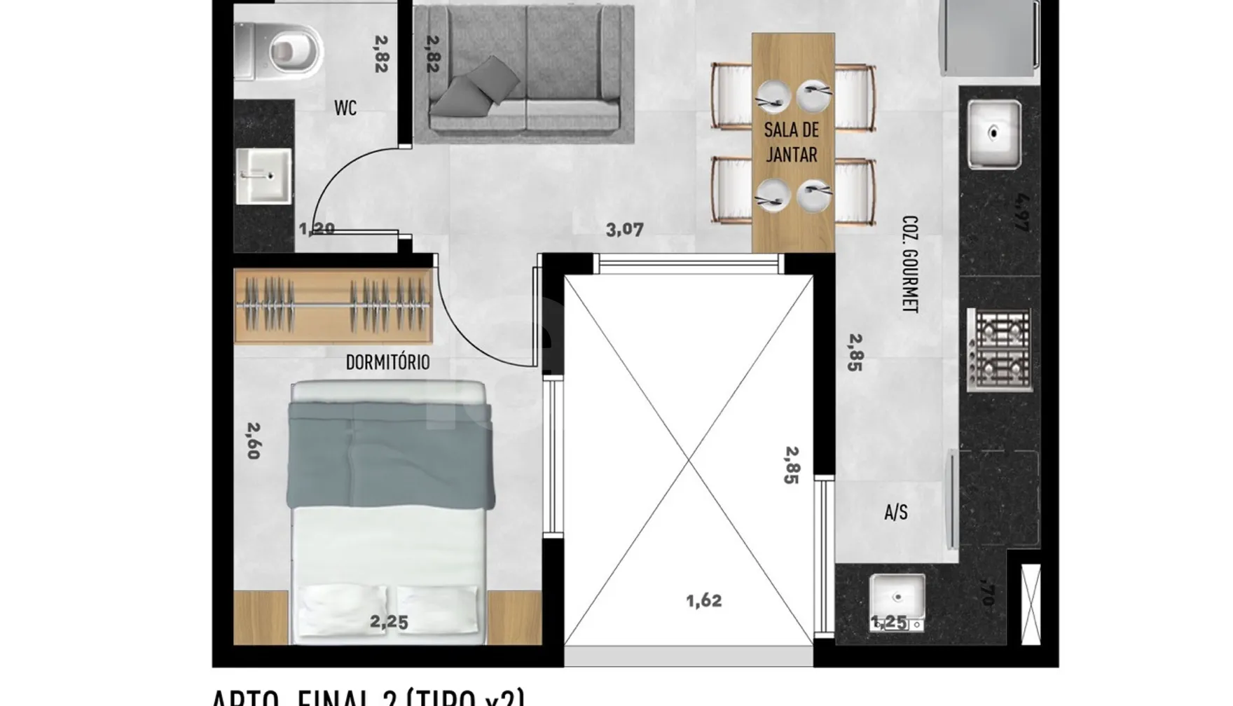 Planta — Apartamento 31,2 m²
