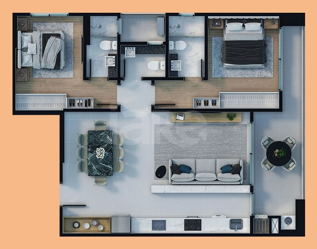 Planta — Apartamento 92,85 m²