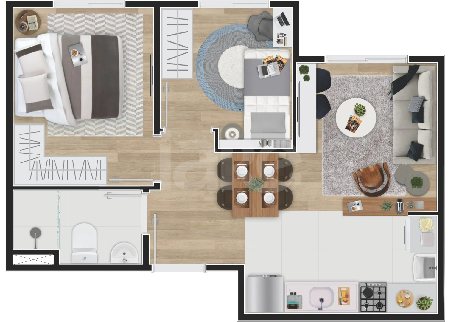 Planta — Apartamento 34,48 m²