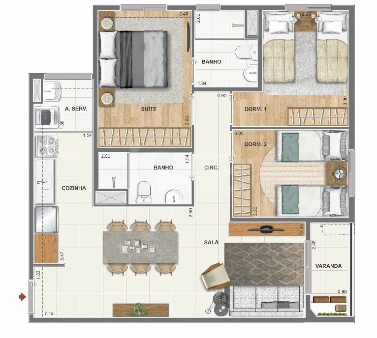 Planta — Garden 68 m²