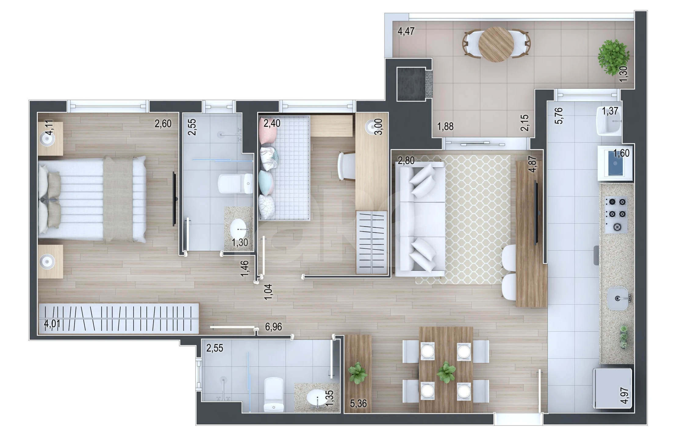 Planta — Apartamento 70,38 m²