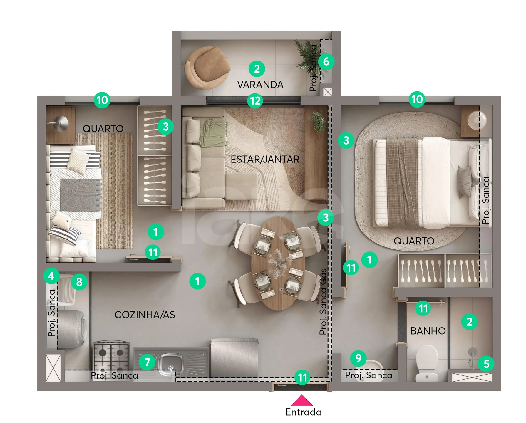 Planta — Apartamento 36,29 m²