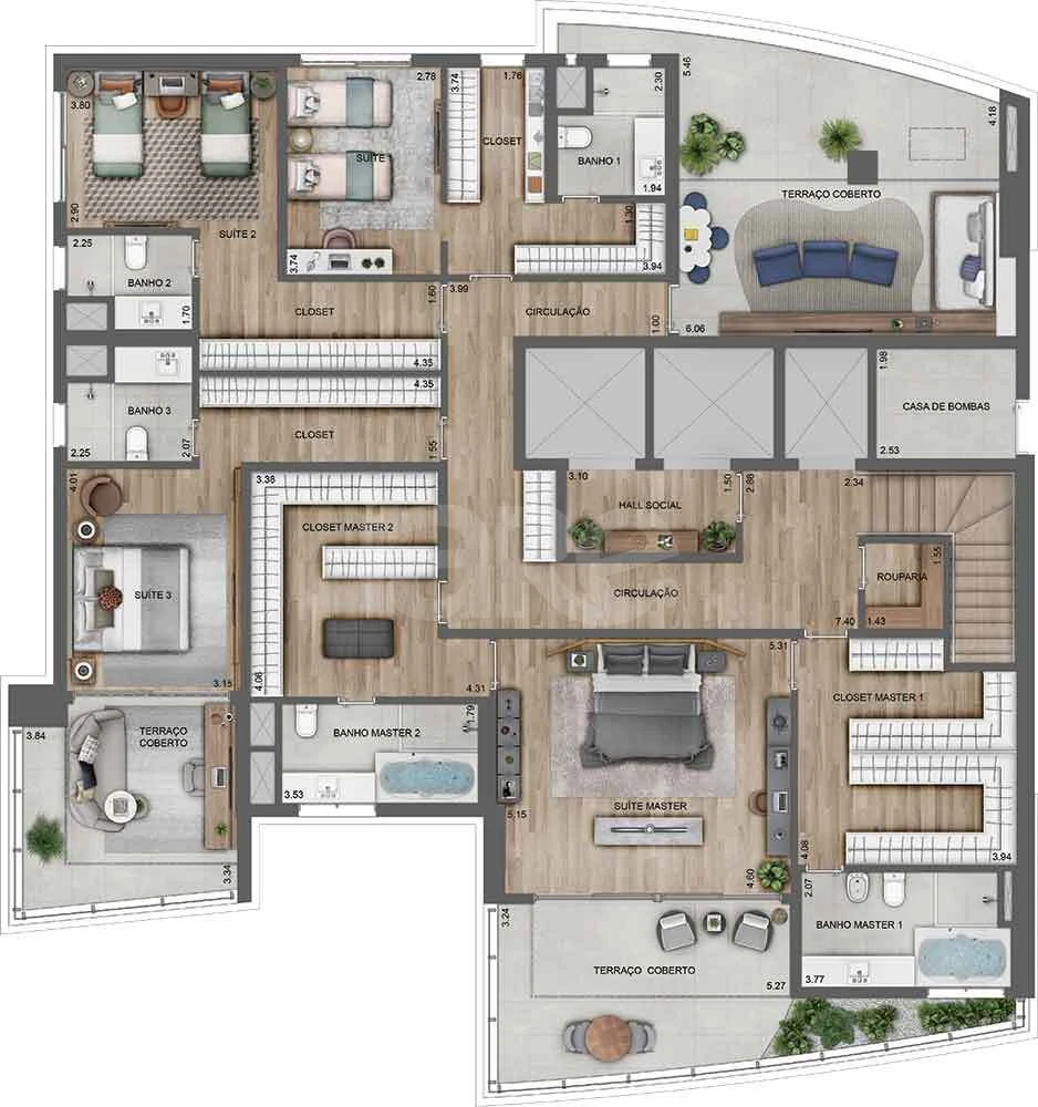 Planta — Cobertura Duplex 554,16 m²