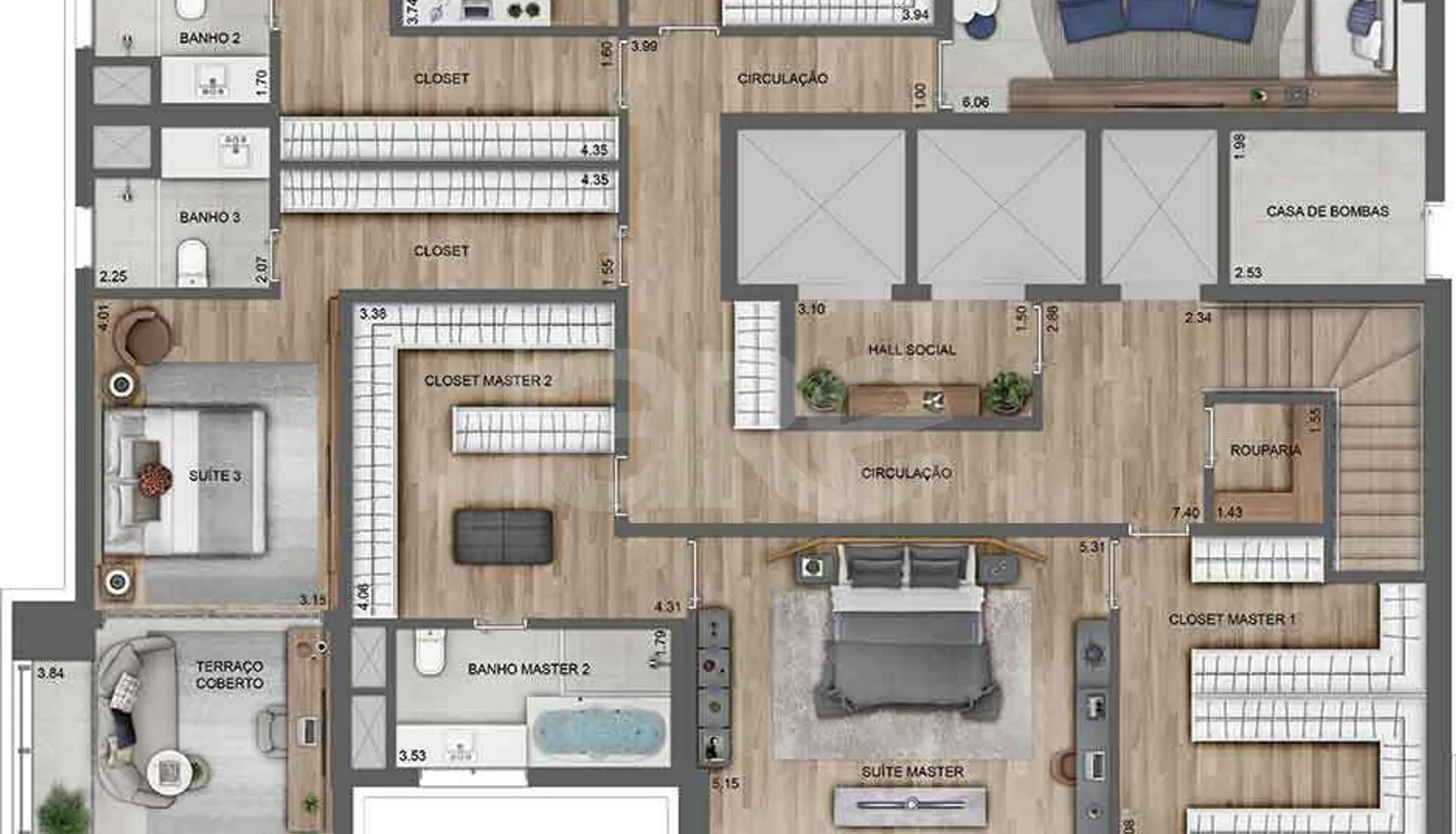 Planta — Cobertura Duplex 554,16 m²