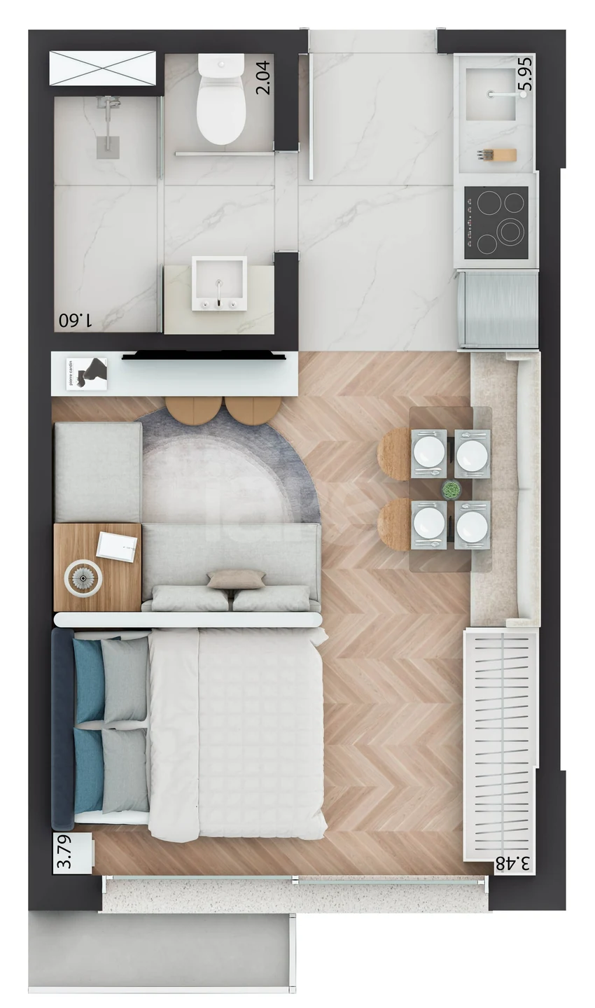Planta — Studio 25,39 m²