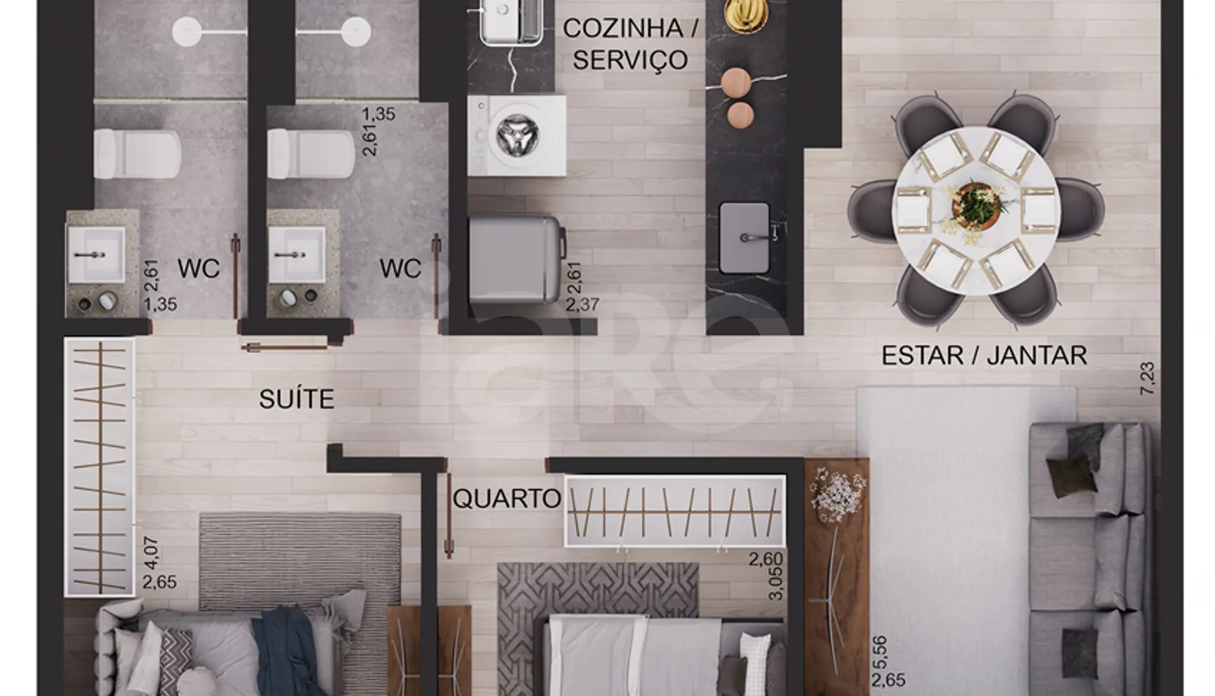 Planta — Apartamento 64,76 m²