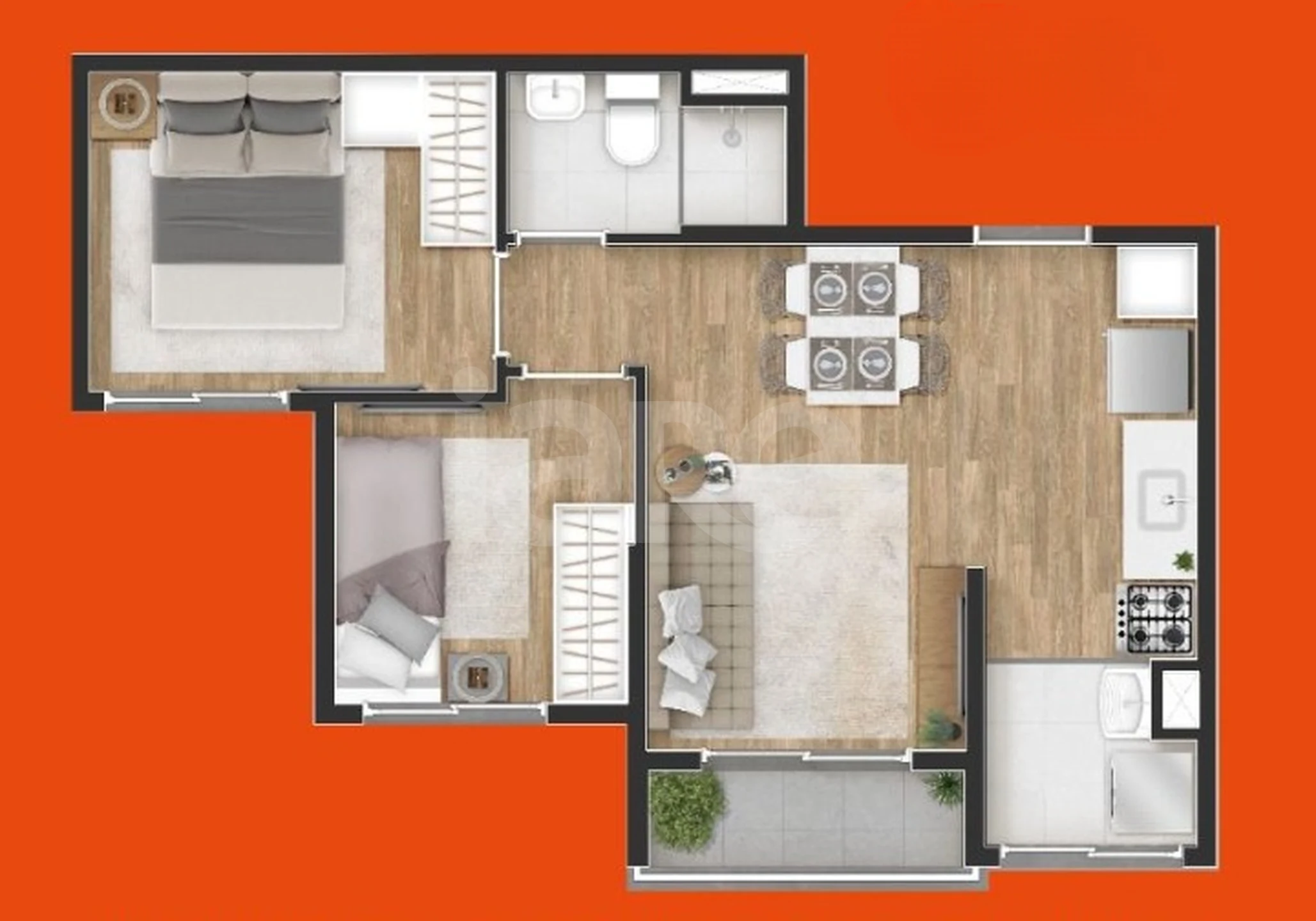 Planta — Apartamento 39,61 m²