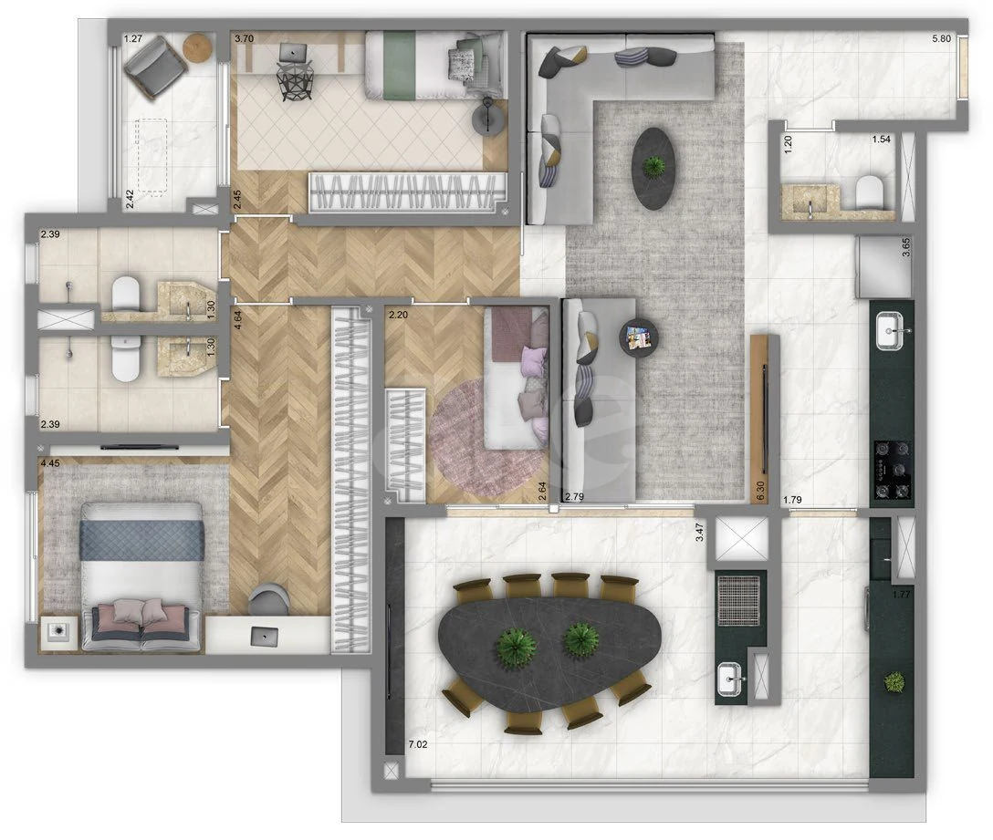 Planta — Apartamento 110,8 m²