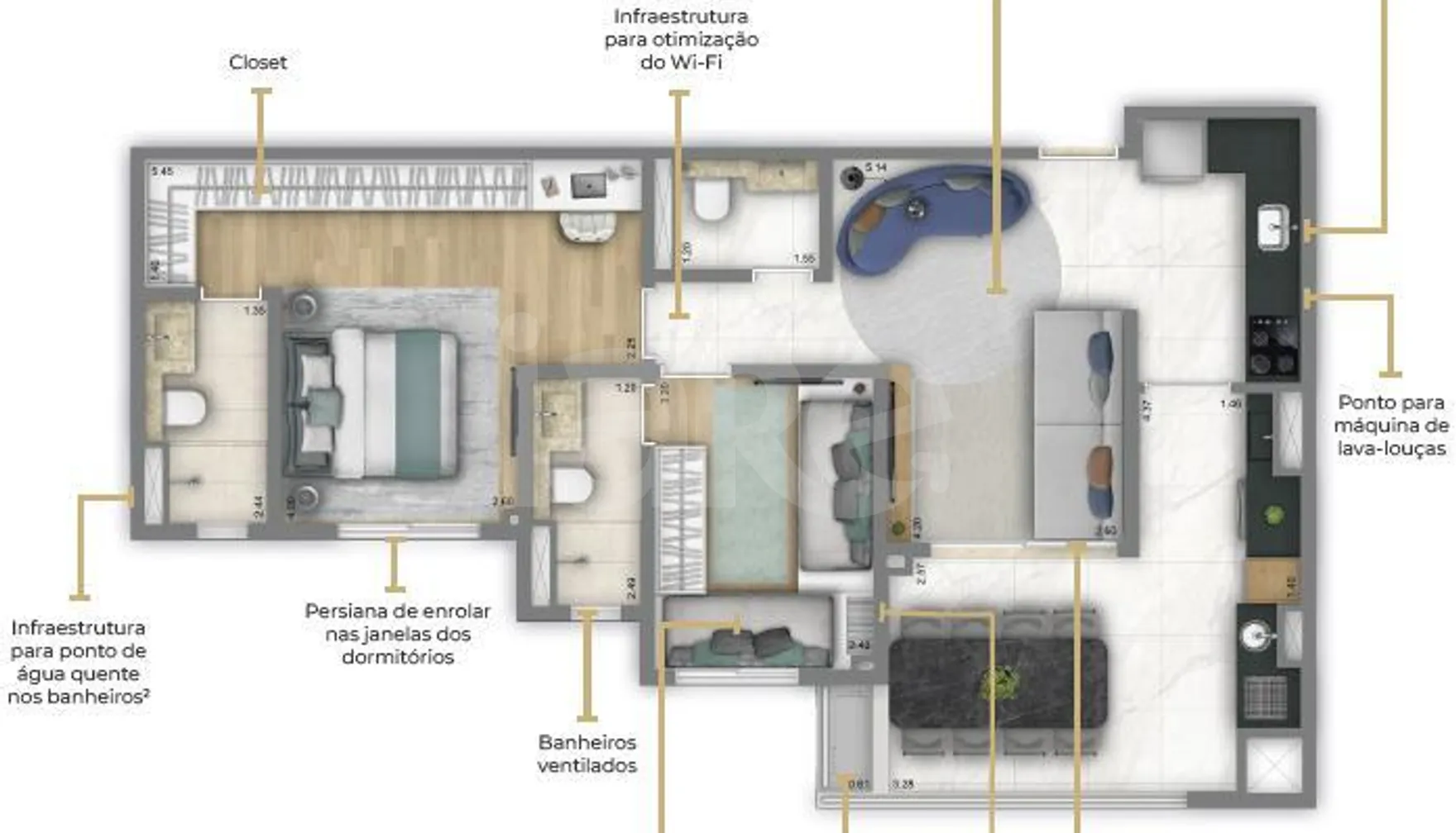 Planta — Apartamento 74,93 m²