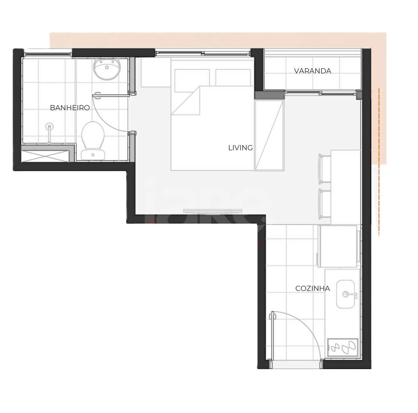 Planta — Apartamento 19,9 m²