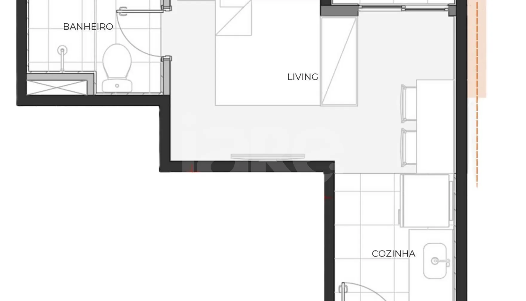 Planta — Apartamento 19,9 m²