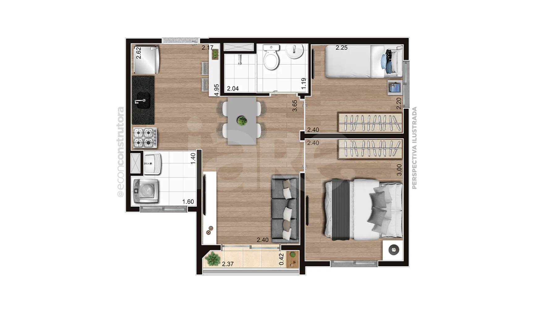 Planta — Apartamento 37,18 m²