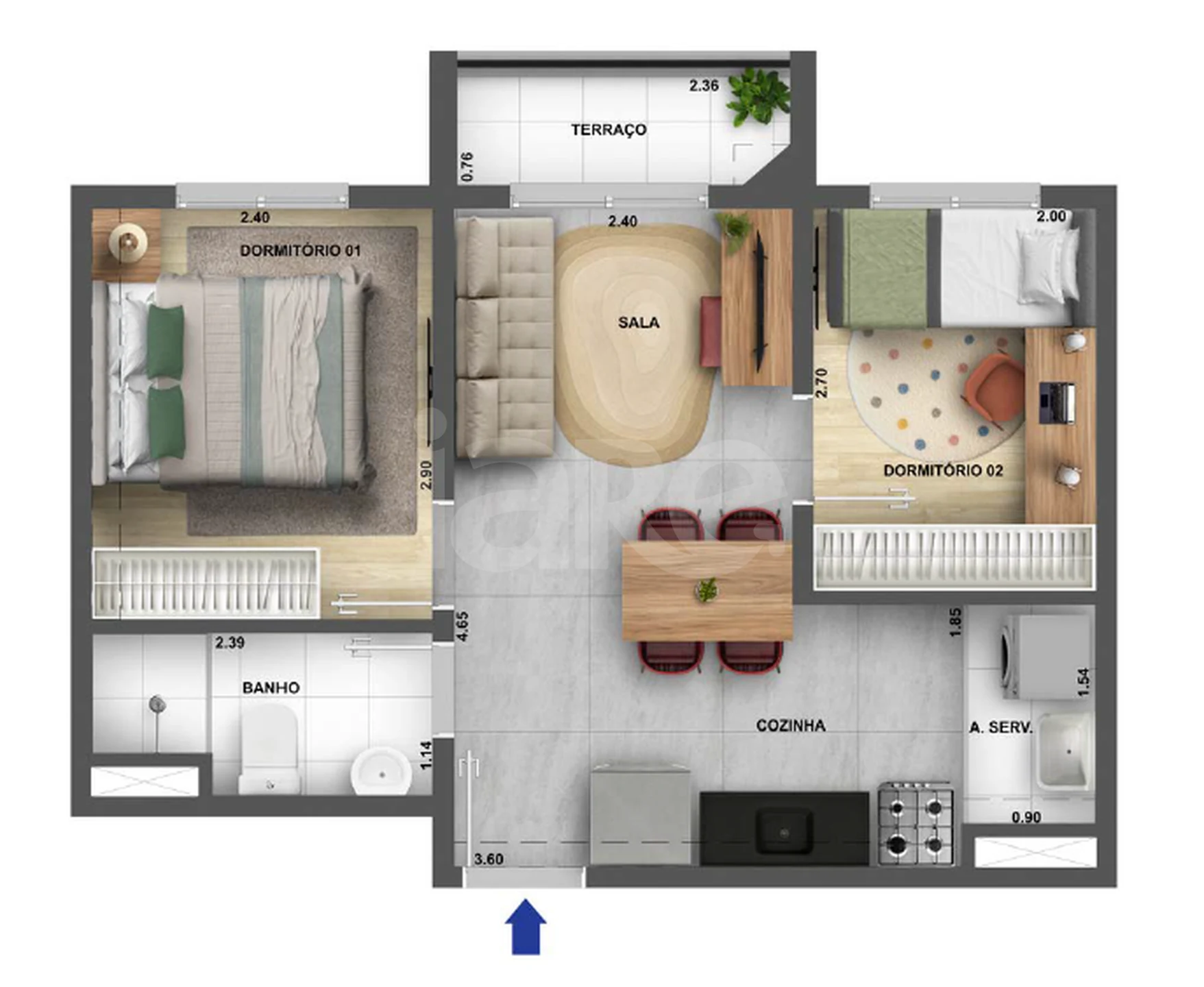 Planta — Apartamento 37,05 m²