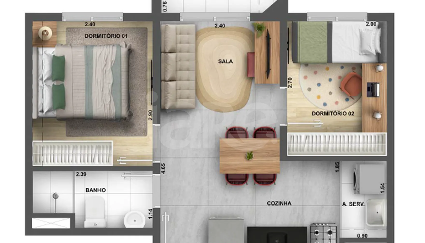 Planta — Apartamento 37,05 m²