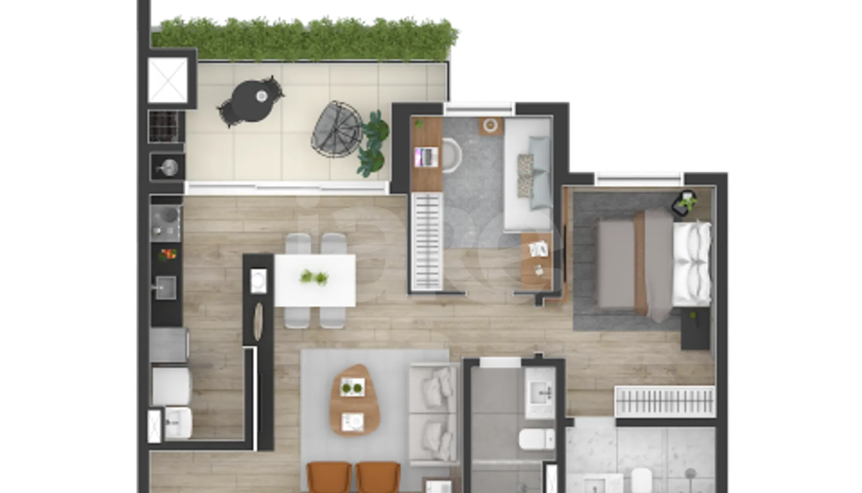 Planta — Apartamento 72,72 m²