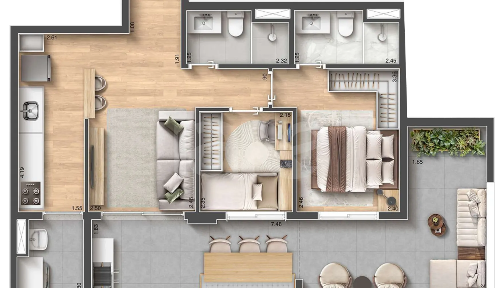 Planta — Garden 74,02 m²