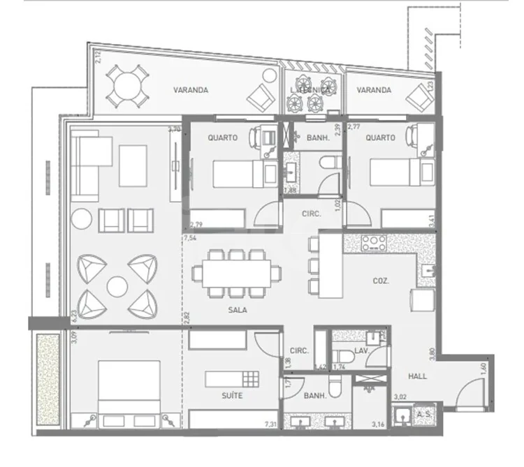 Planta — Apartamento 125,85 m²