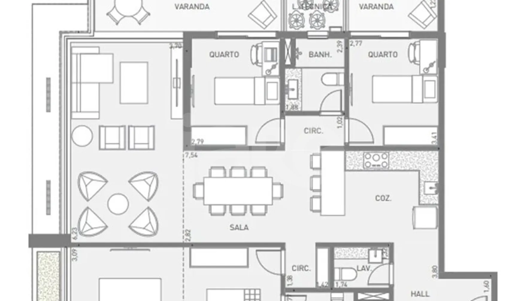 Planta — Apartamento 125,85 m²