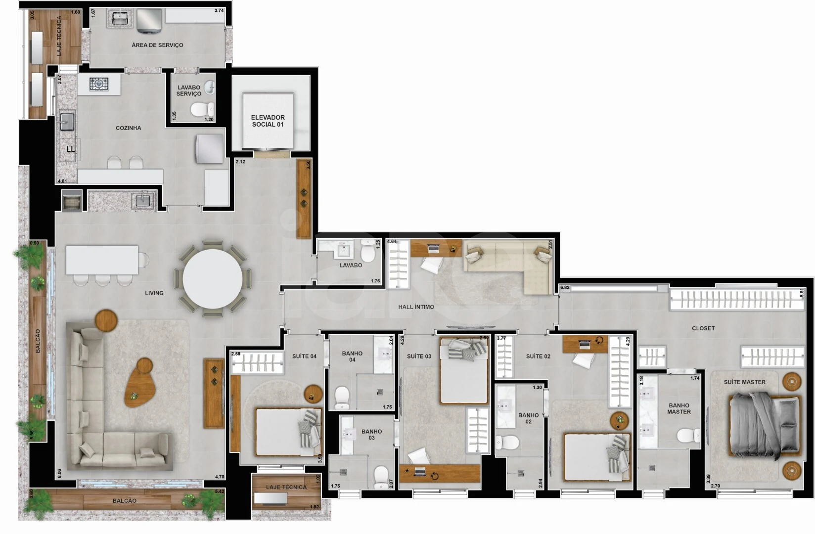 Planta — Apartamento 204,04 m²