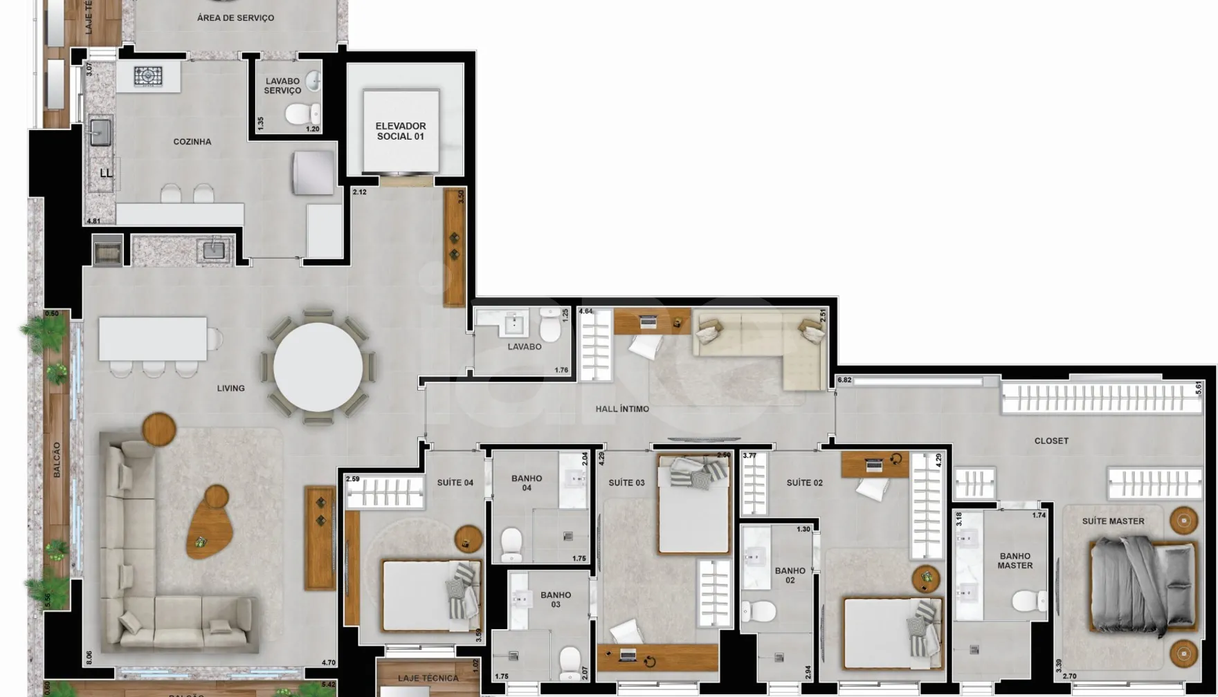 Planta — Apartamento 204,04 m²