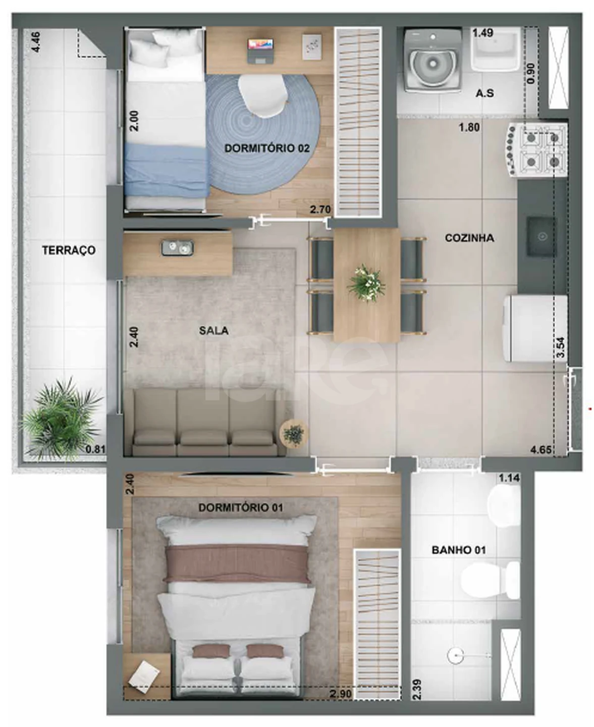 Planta — Apartamento 39 m²