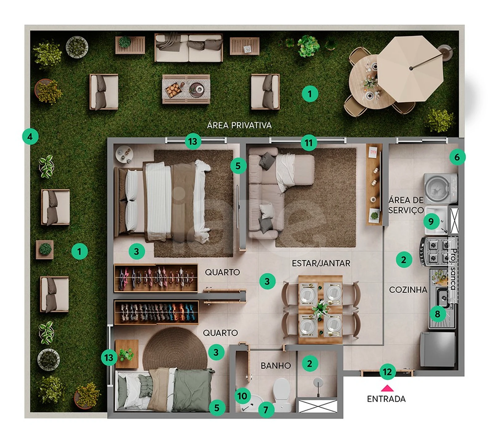 Planta — Garden 62,7 m²