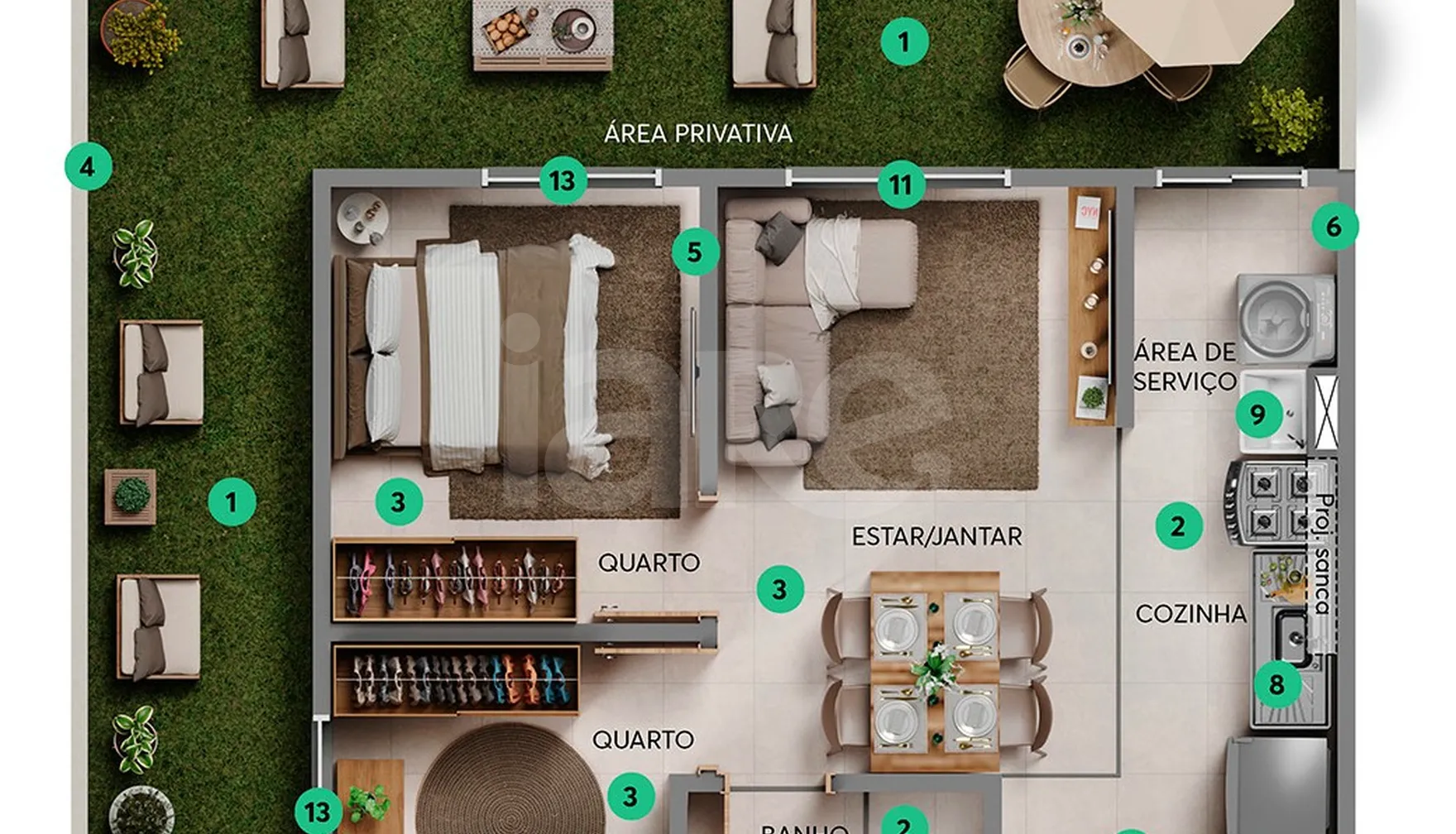 Planta — Garden 62,7 m²