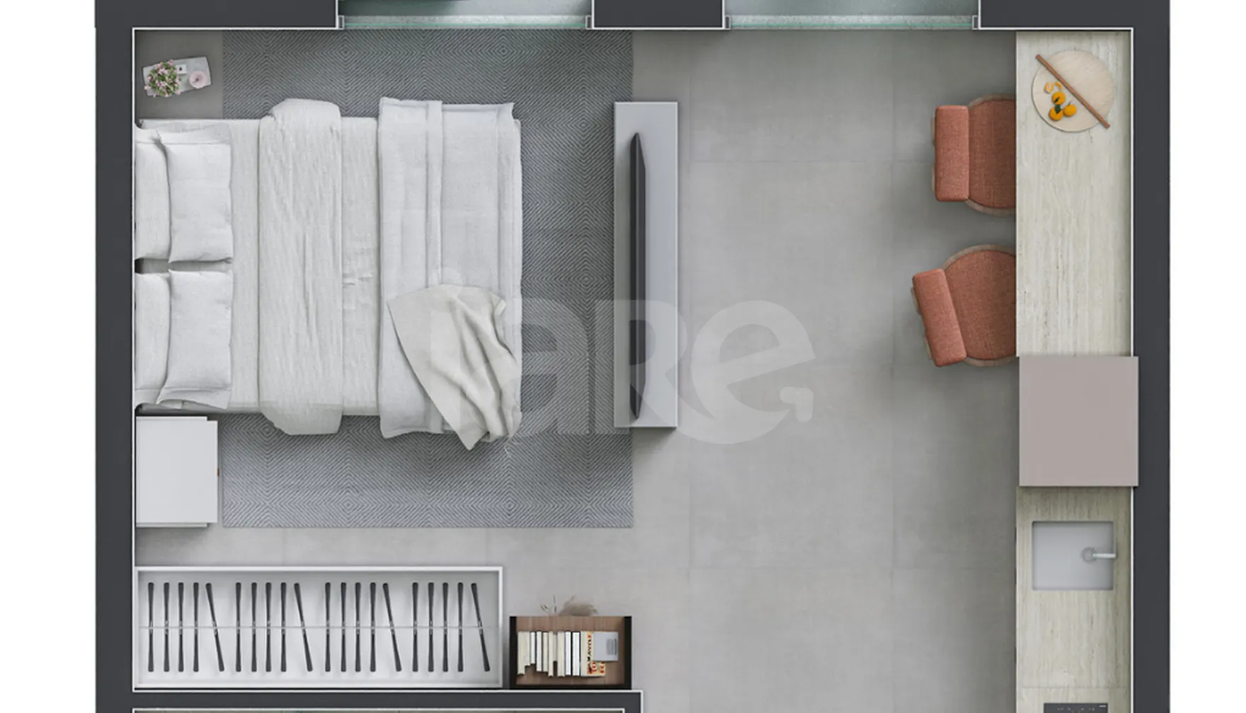 Planta — Studio 26,72 m²