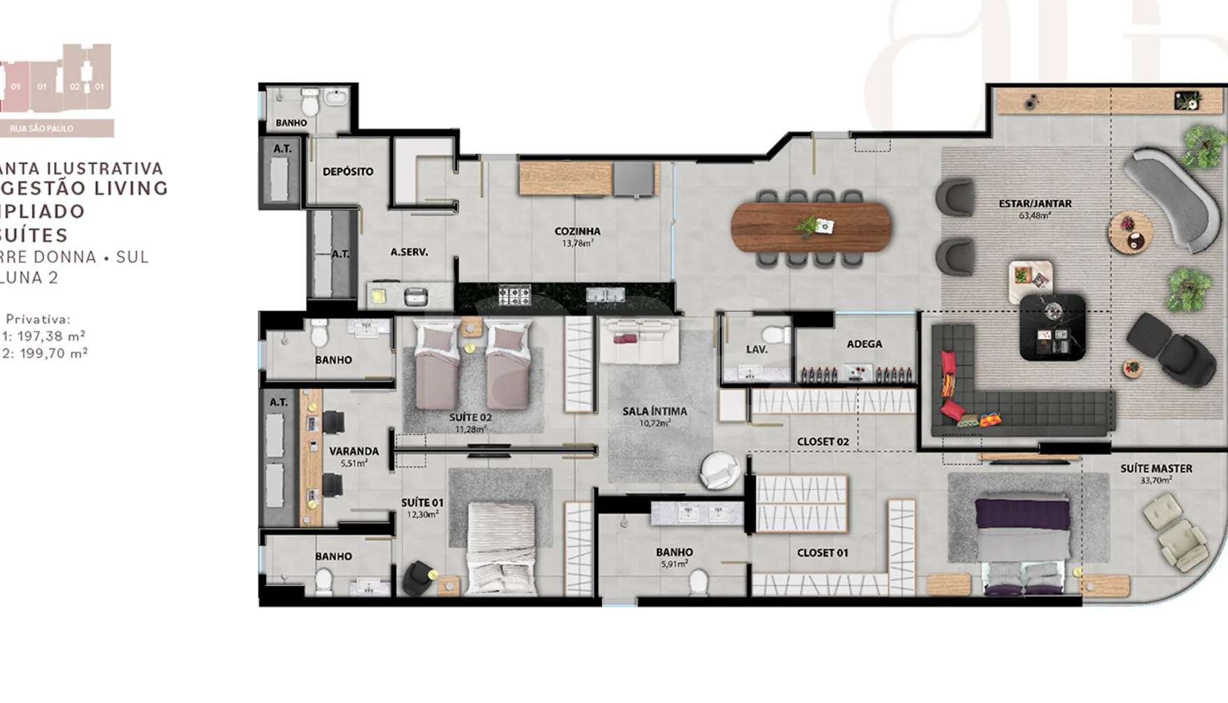 Planta — Apartamento 199,7 m²