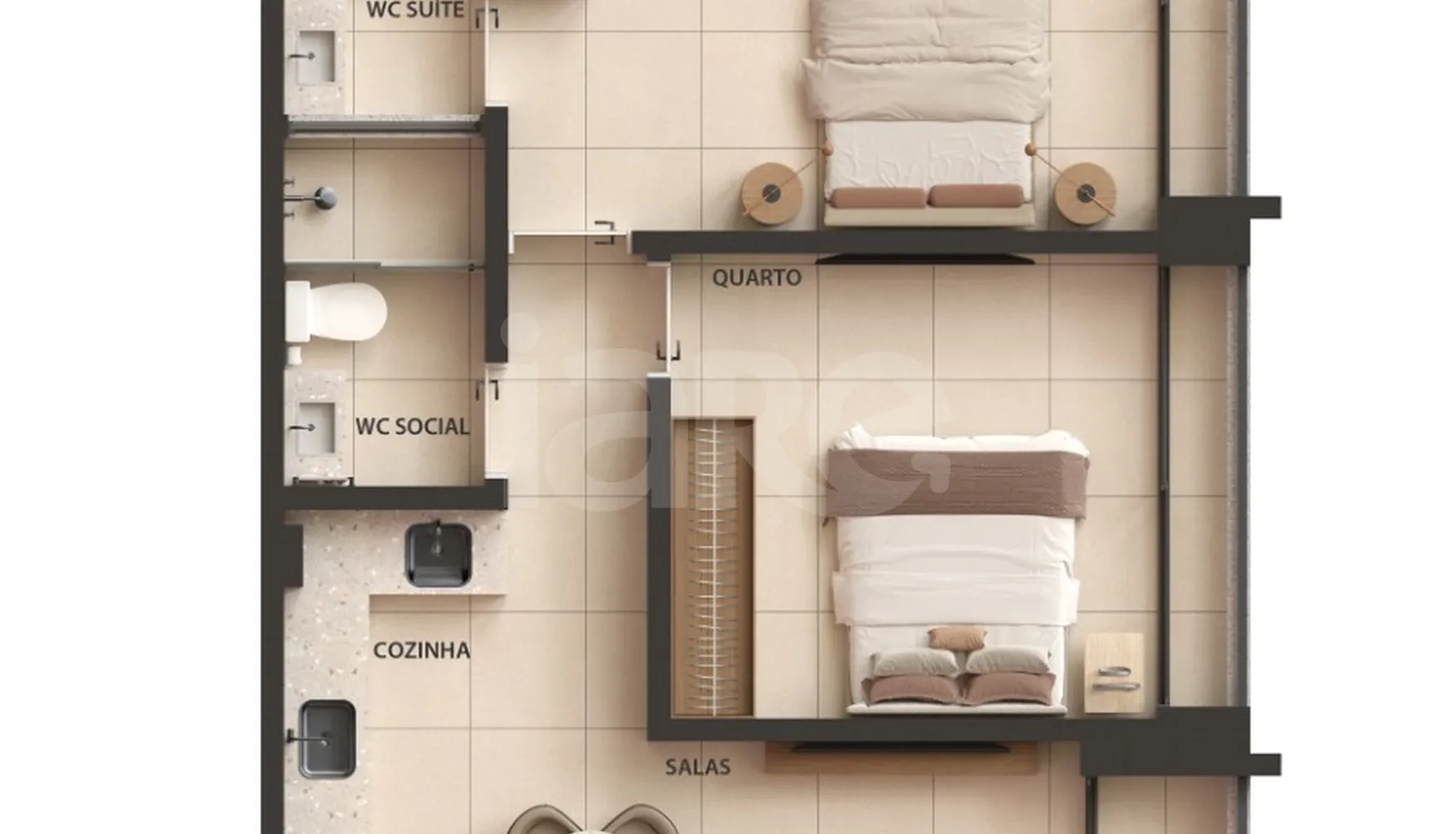 Planta — Apartamento 59,9 m²