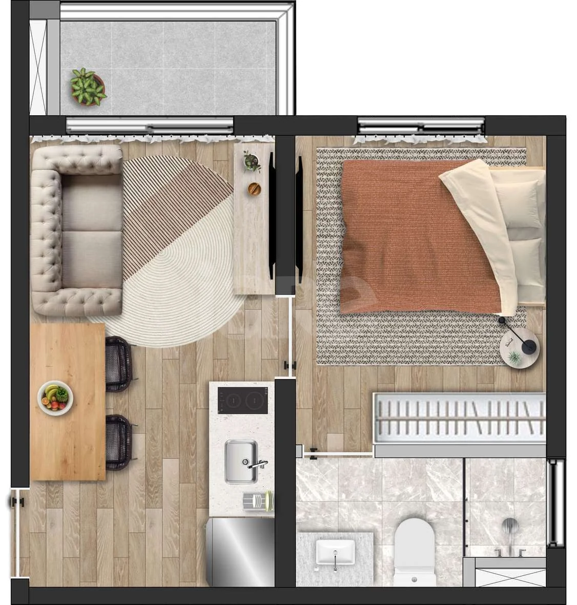 Planta — Apartamento 26 m²