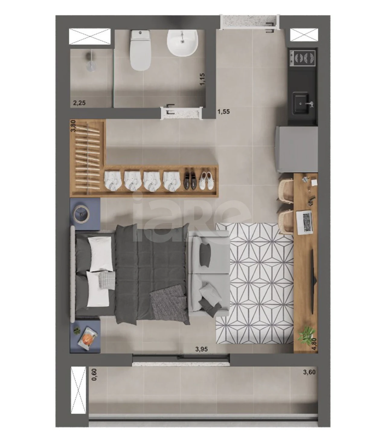 Planta — Studio 26,45 m²