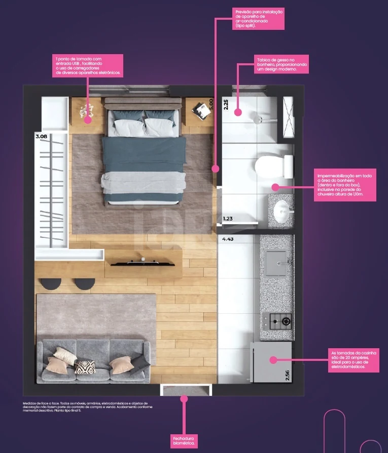 Planta — Studio 25 m²