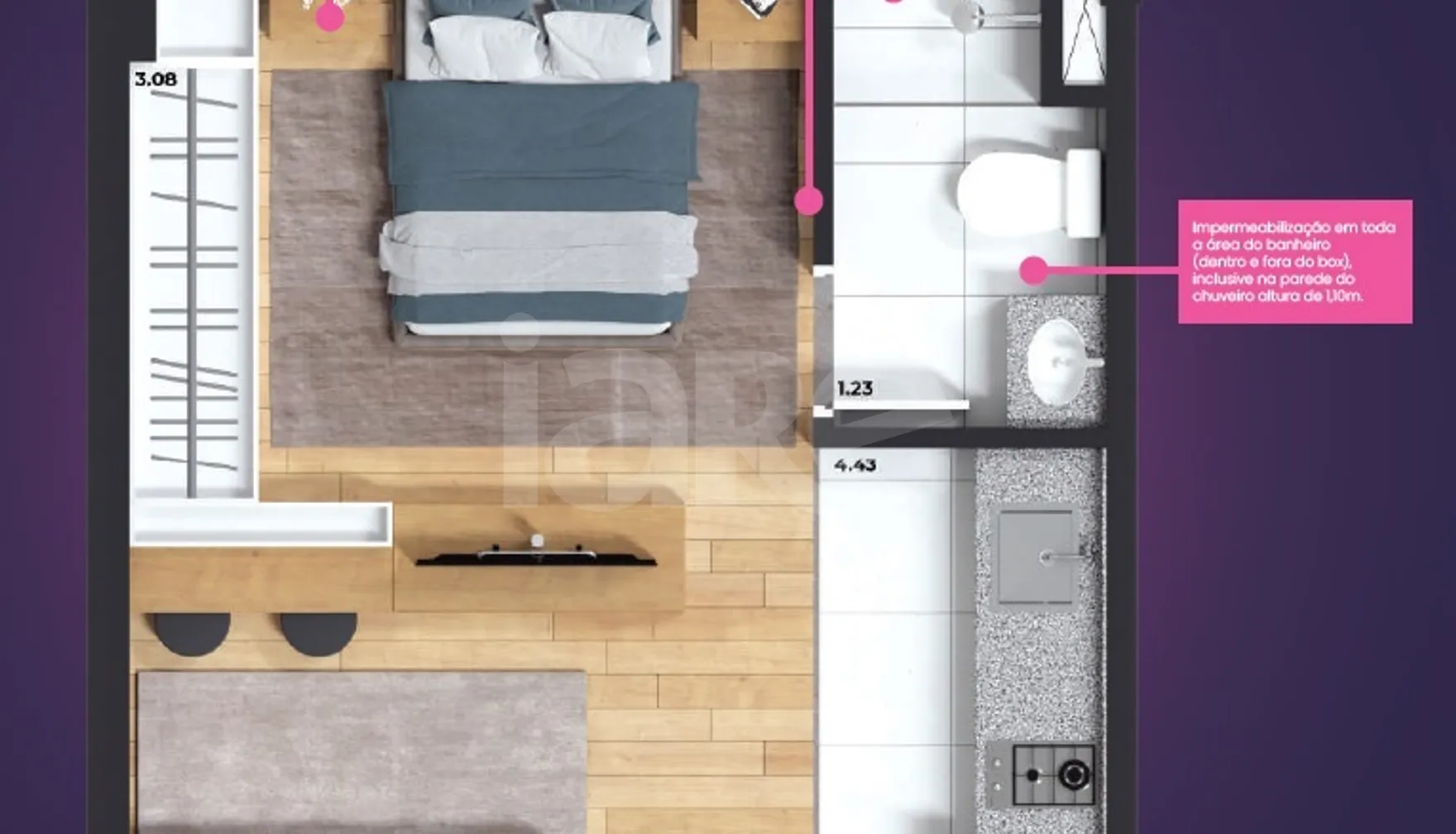 Planta — Studio 25 m²