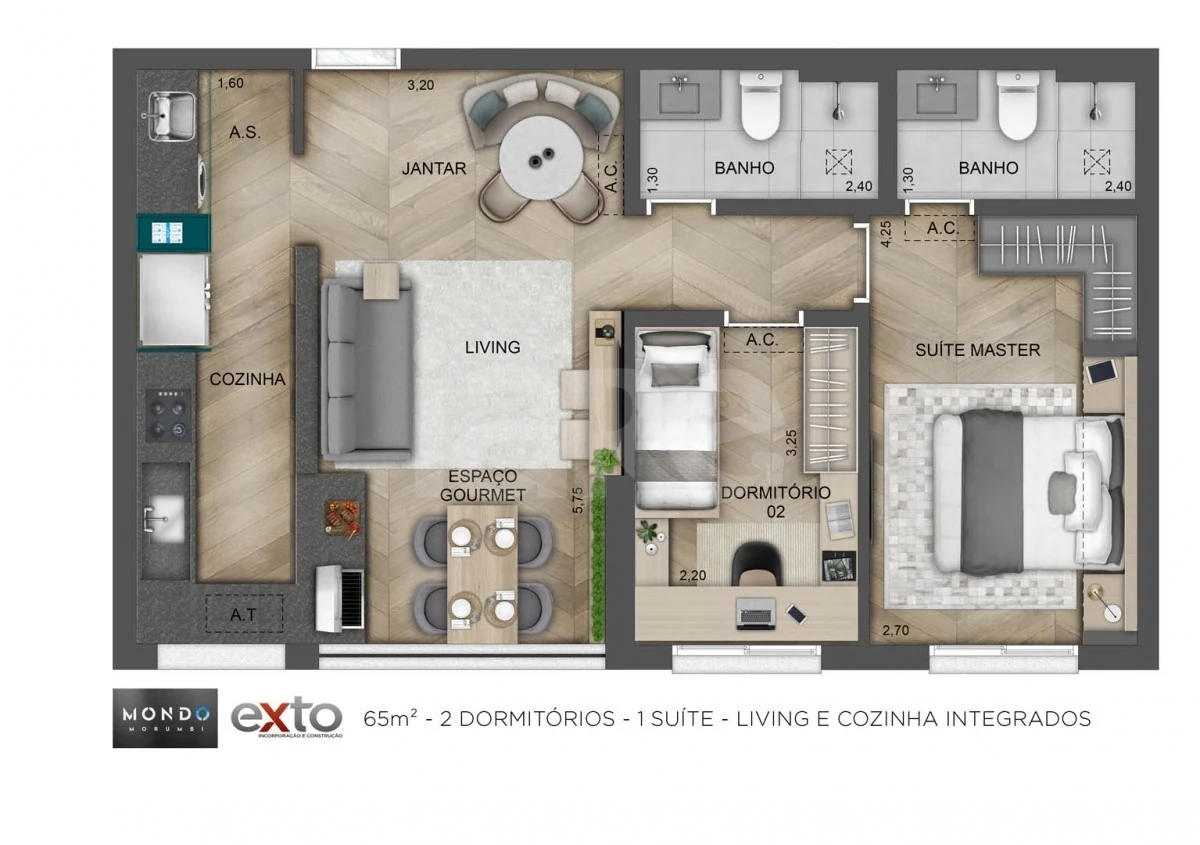 Planta — Apartamento 65 m²