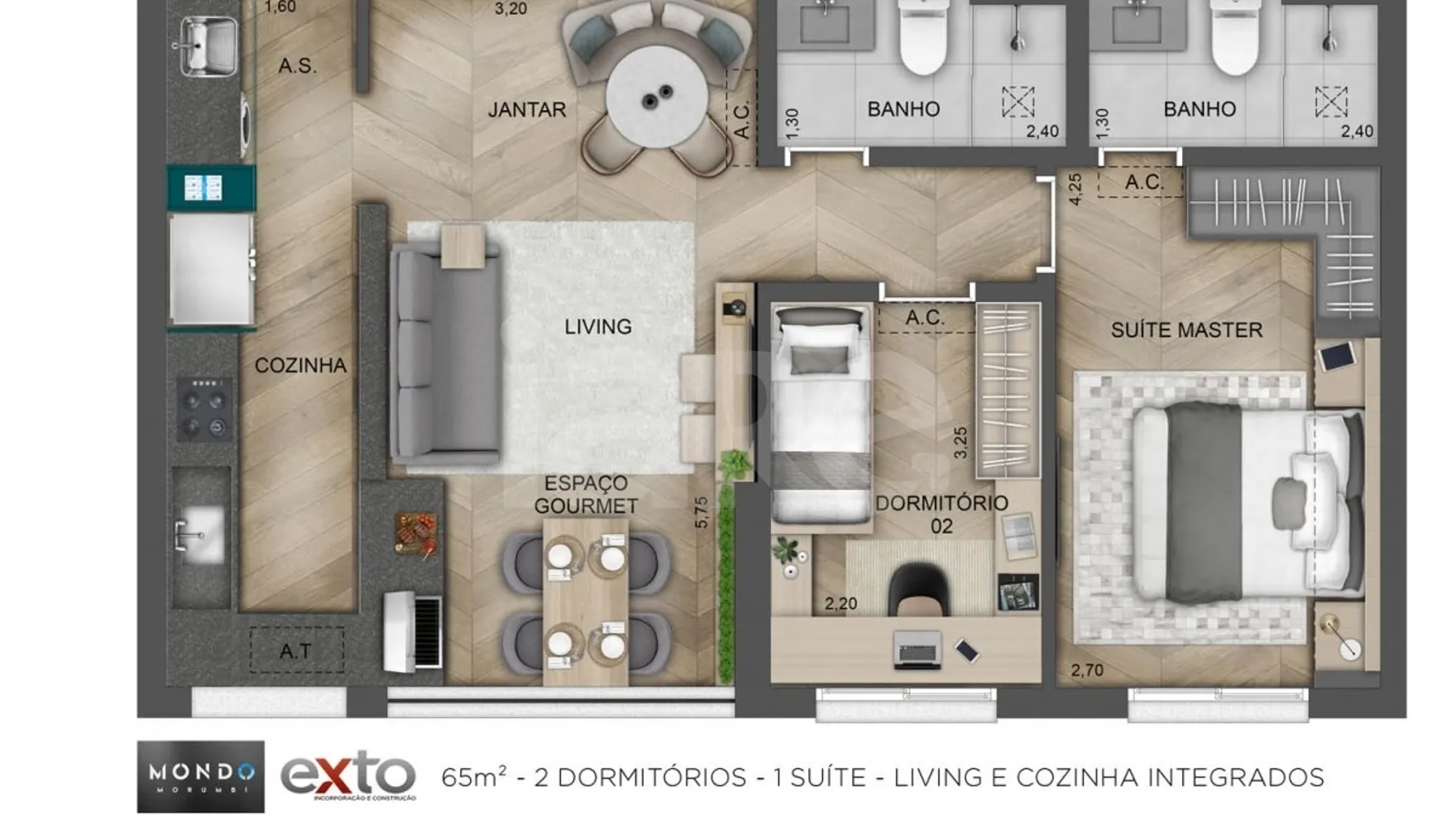 Planta — Apartamento 65 m²