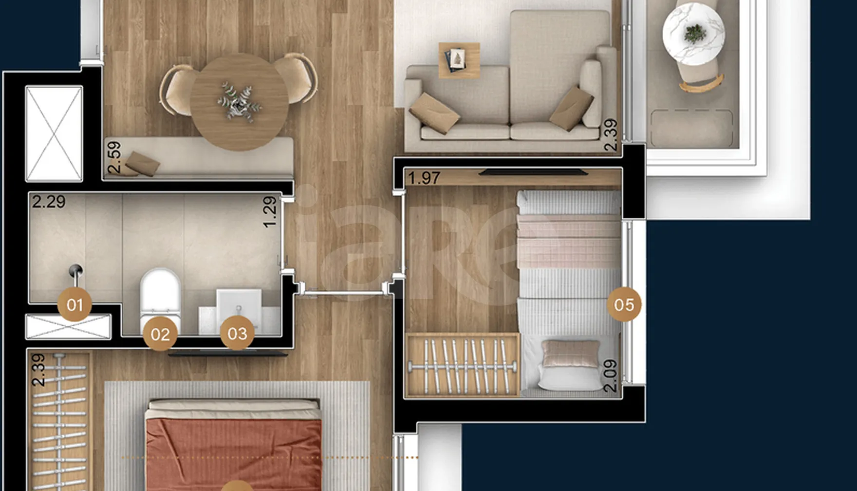 Planta — Apartamento 37,49 m²