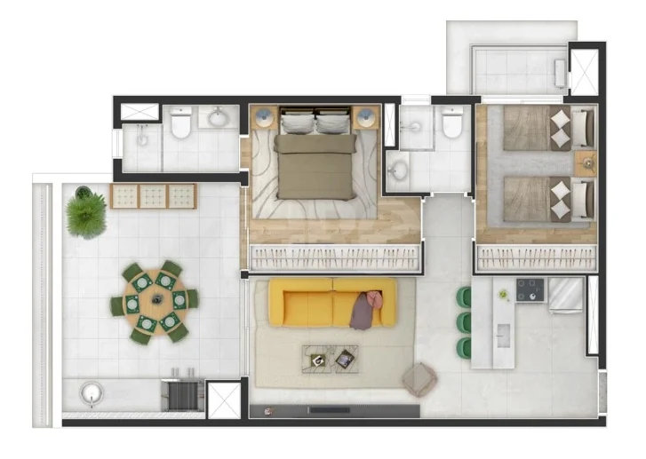 Planta — Apartamento 71,02 m²