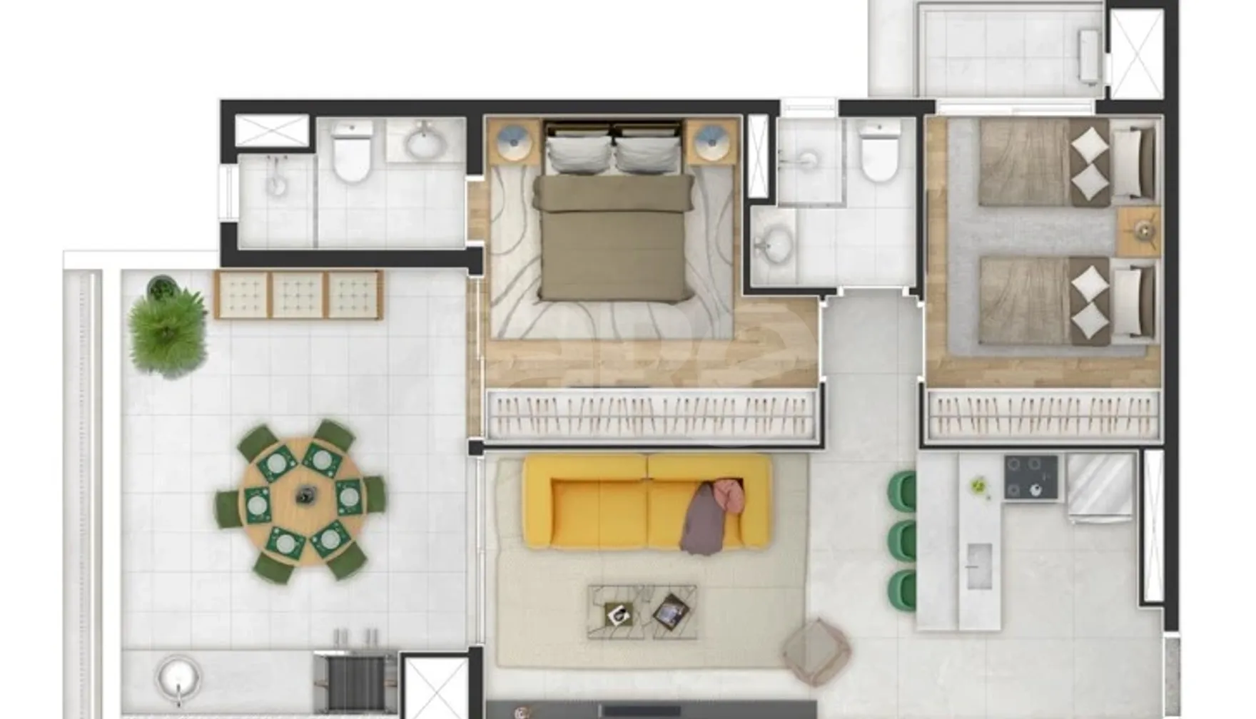 Planta — Apartamento 71,02 m²