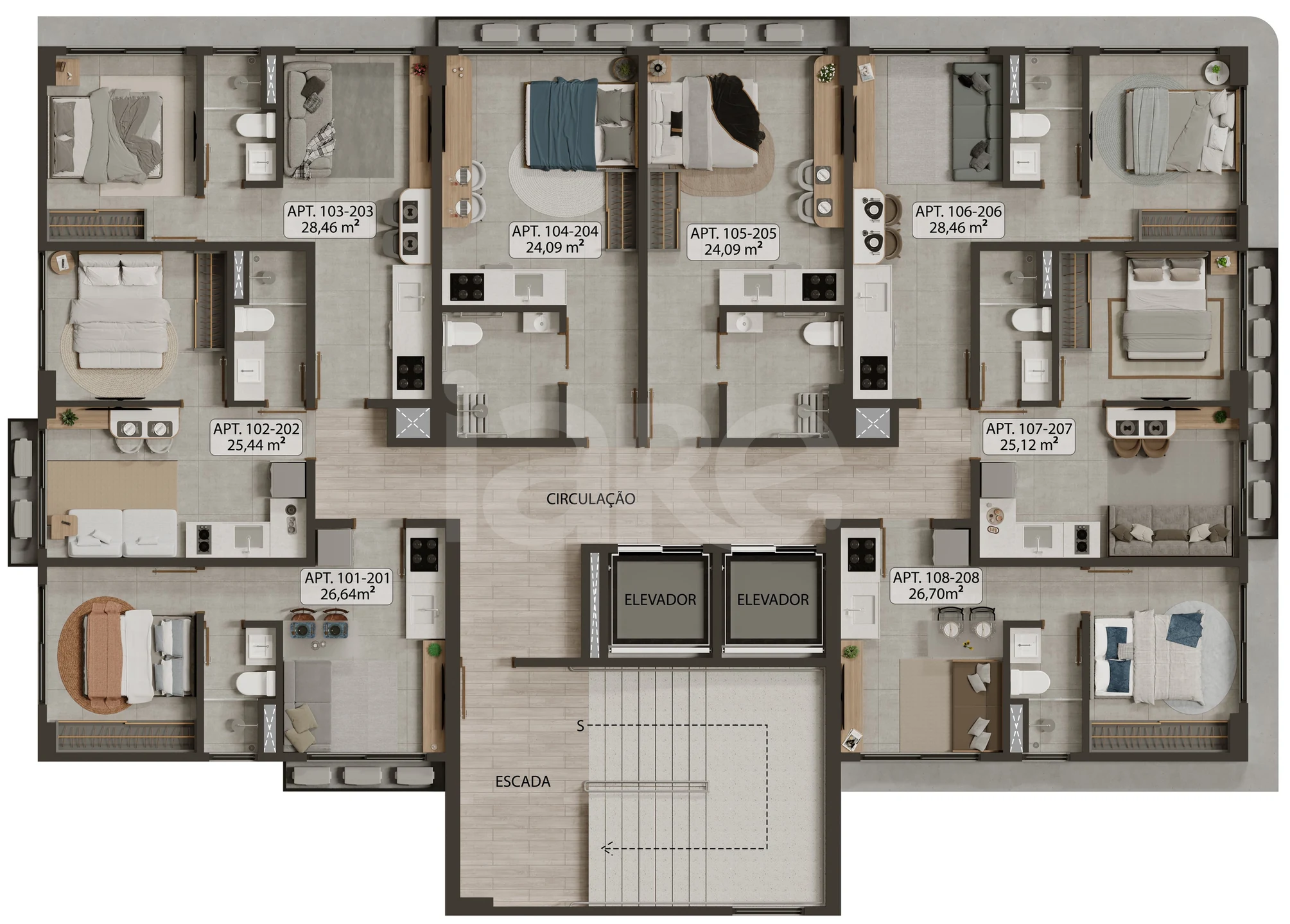Planta — Pavimento 01 e 02