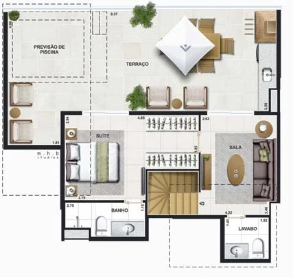 Planta — Cobertura Duplex 128,72 m²