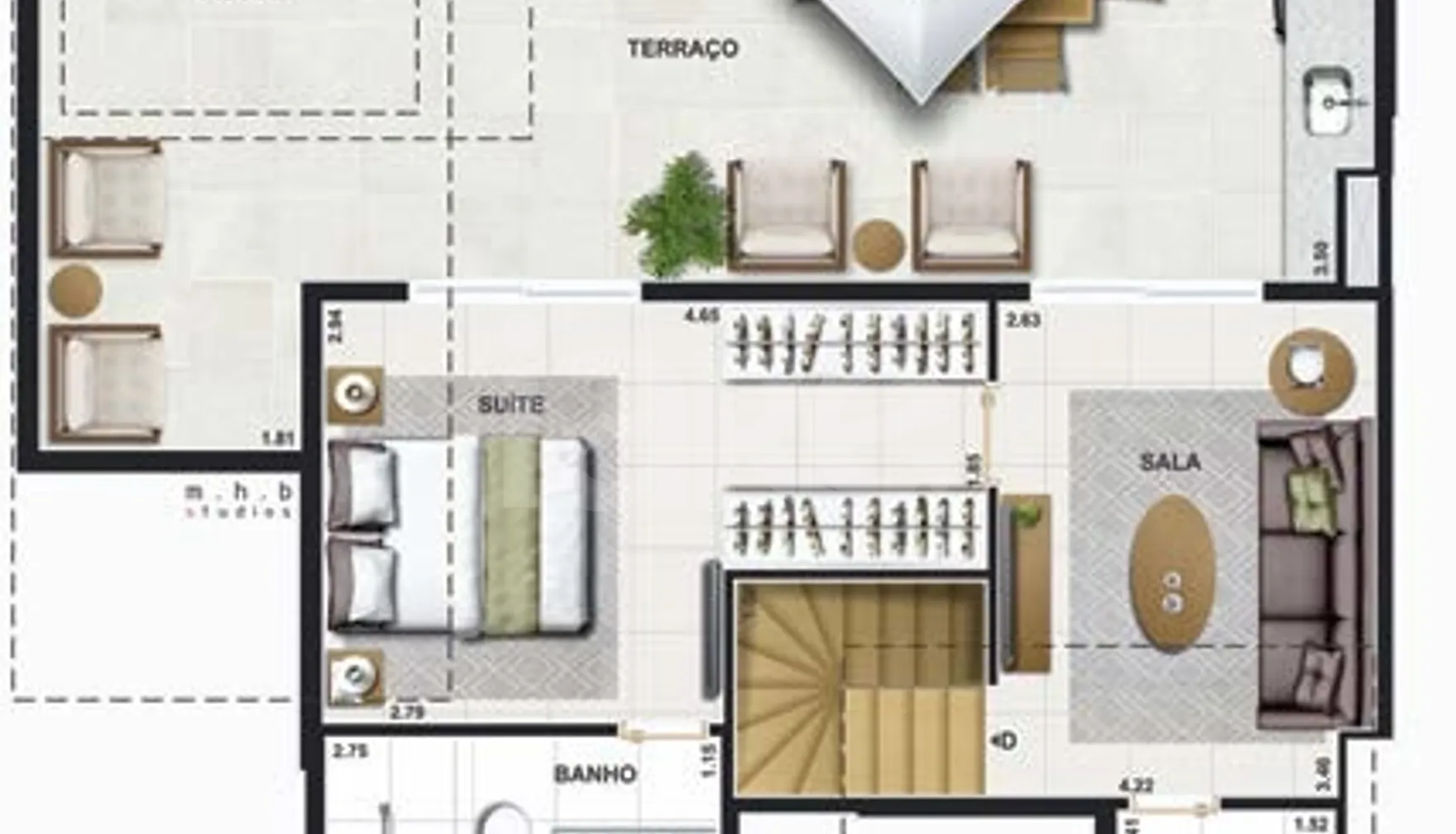 Planta — Cobertura Duplex 128,72 m²