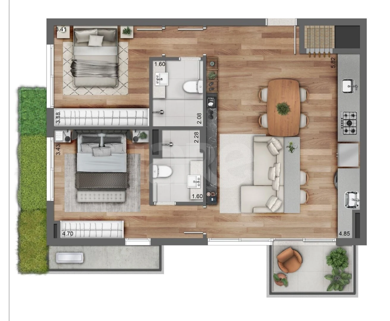 Planta — Apartamento 79,76 m²