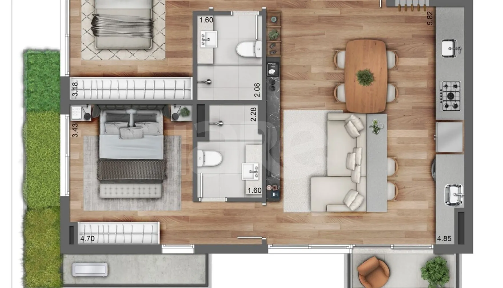 Planta — Apartamento 79,76 m²