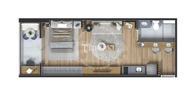 Planta — Studio 38,82 m²