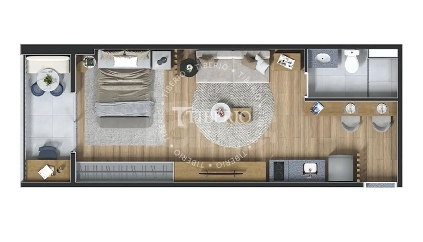 Planta — Studio 38,82 m²