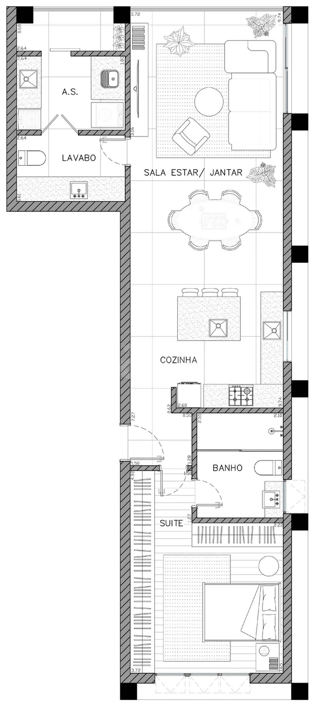 Planta — Apartamento 76,22 m²
